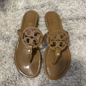 Tan Tory Burch flip flops